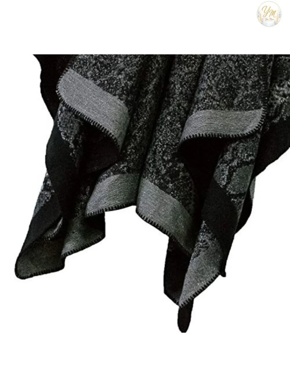 Vintage Floral Poncho Cape Shawl Wrap – Sleeveless Knit Cardigan